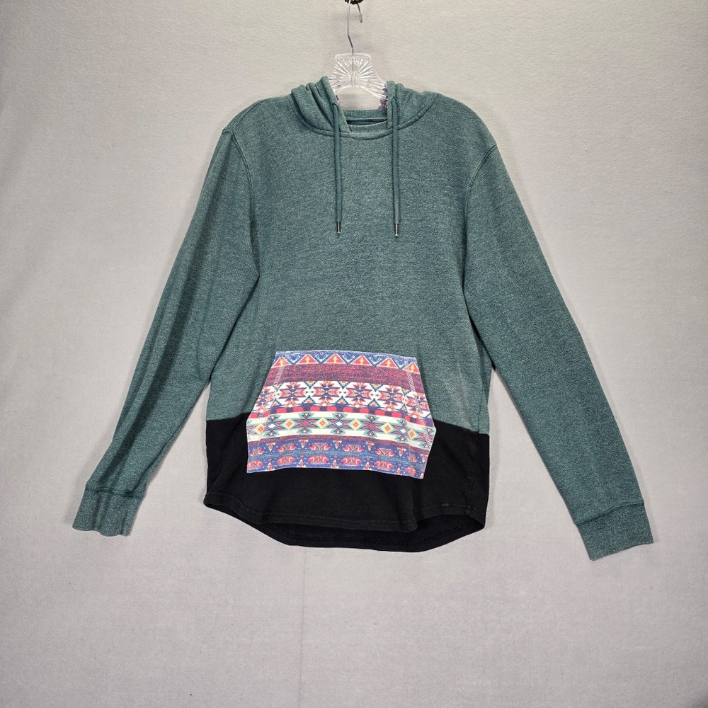 On The Byas Hoodie, Women's Size Medium Green  Pullover Aztec